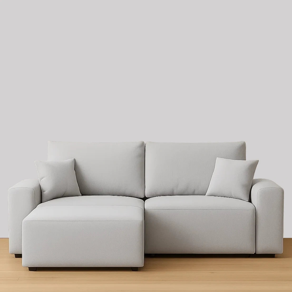Canapé d'angle,gris clair,polyester et bois,adapté au salon,222x137x86 cm