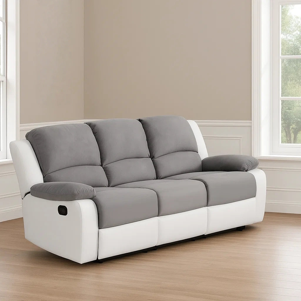 Canapé inclinable,3 places,simili et métal,pour salon,243x93x96 cm