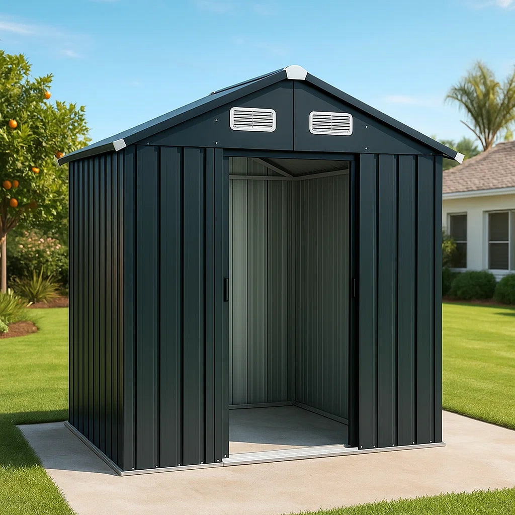 Abri de jardin métal,métal renforcé,pour rangement extérieur,193x129x196 cm