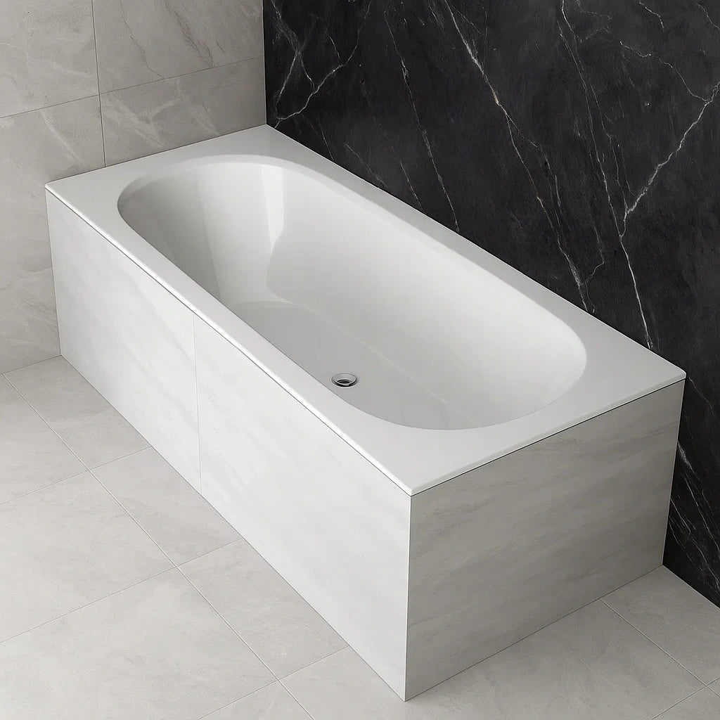 Baignoire encastrable,blanc,acrylique,usage intérieur,170x55x44 cm