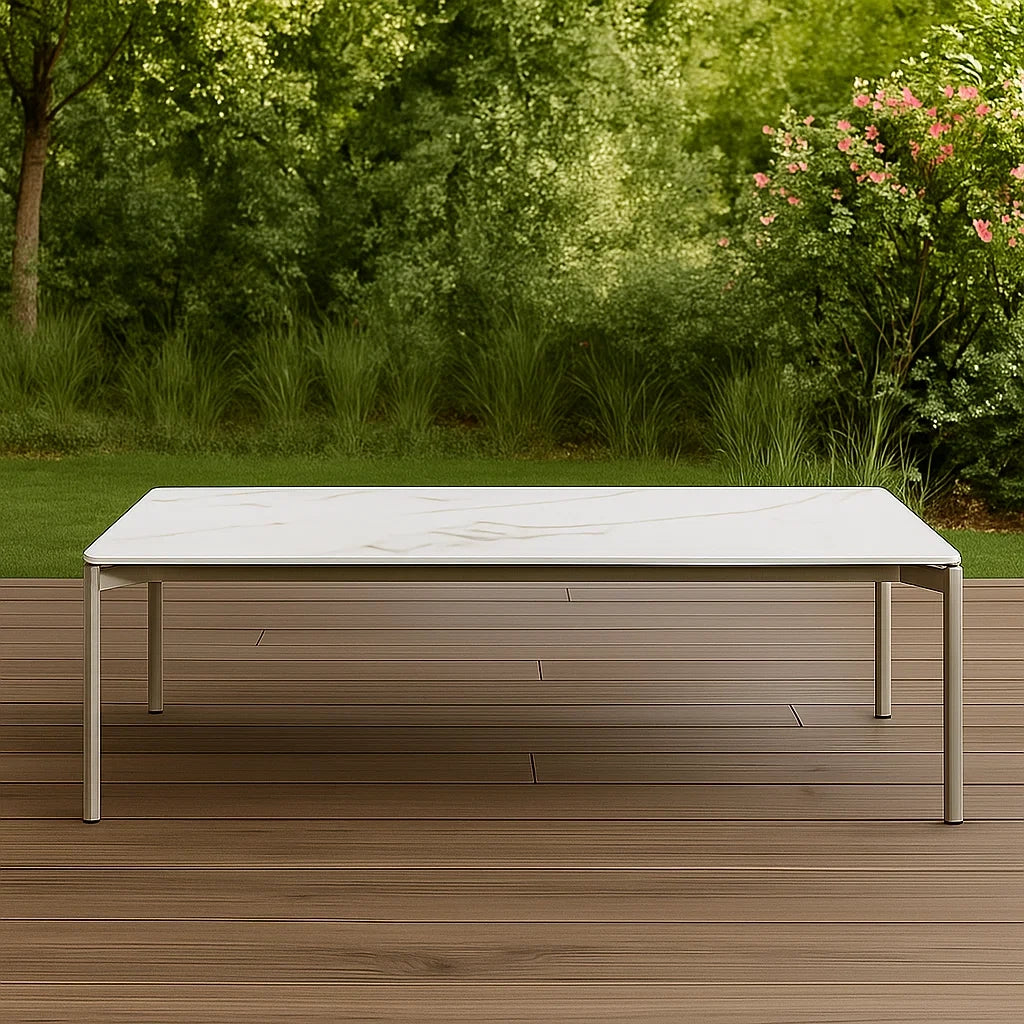 Table basse de jardin,table,blanche,aluminium,céramique,pour extérieur,171x76x38 cm