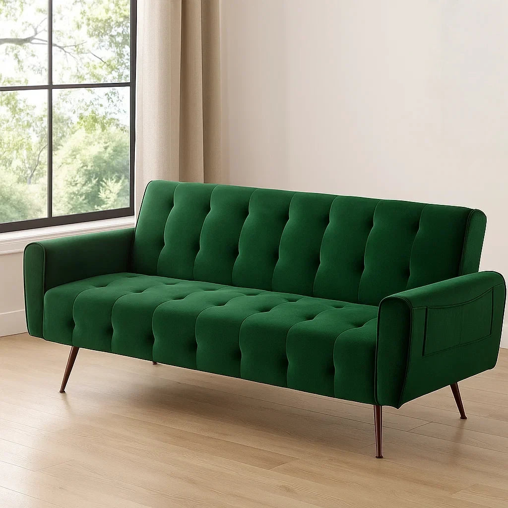 Canapé trois places,velours et métal,adapté au salon,209x83x83 cm