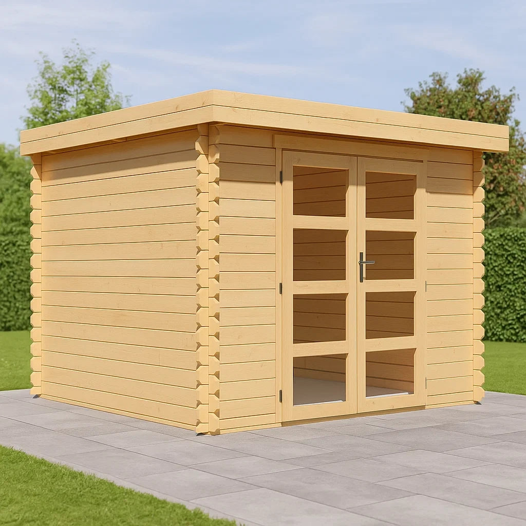 Abri de jardin bois,naturel clair,bois massif,pour jardin,atelier,298x298x191.5 cm